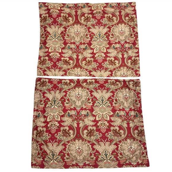 Ralph Lauren Home Jardiniere Paisley Red Sateen Pillow Shams Set of 2 Vintage - Picture 3 of 14